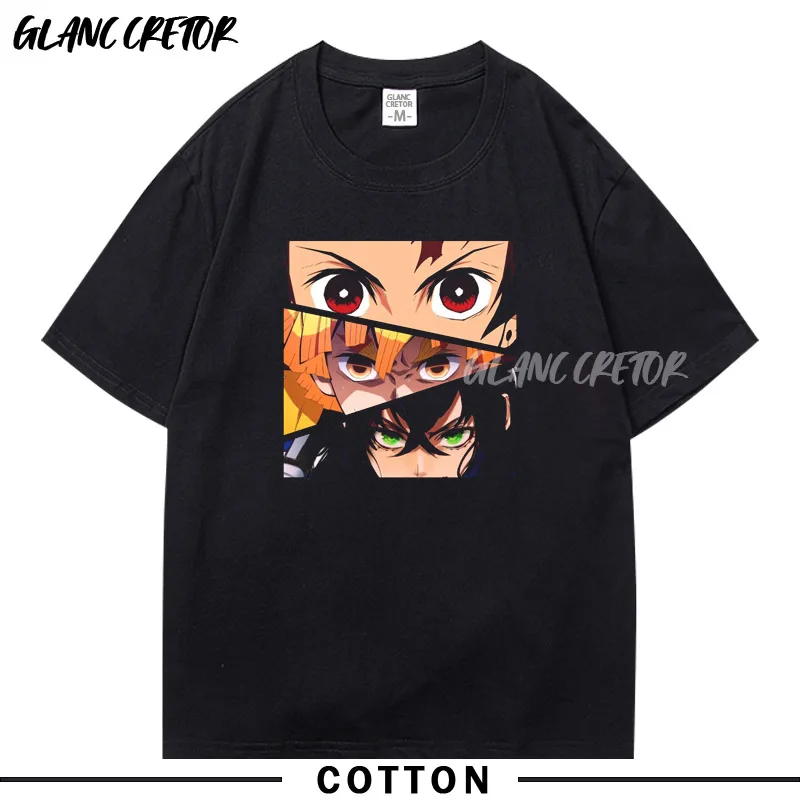 

Футболка Kimetsu no Yaiba мужская с рисунком, оверсайз футболка с японским аниме, модная одежда с принтом в стиле Харадзюку, подарок для парня
