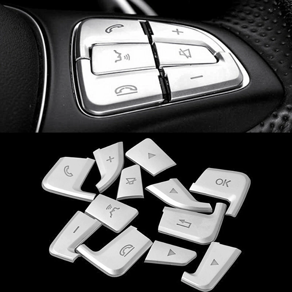 

Decor Car Steering Wheel Button Covers For Mercedes Benz GLC C Class ISO9001 Silver Kit