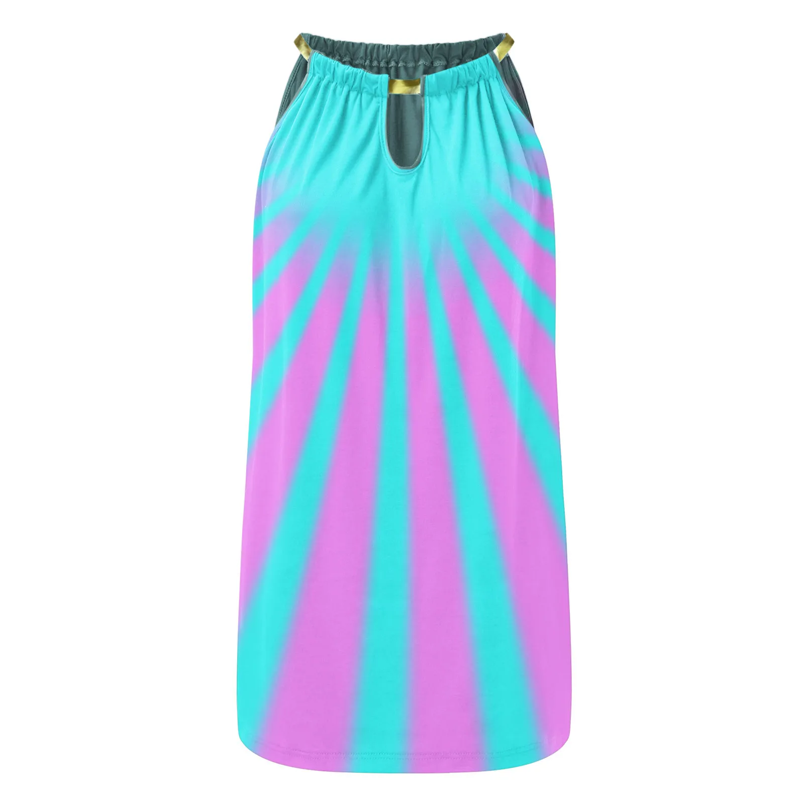 

40# Gradient Color Off Shoulder Dress Women Backless Strapless Dresses For Women Casual Metal Halter Summer Dress 2021