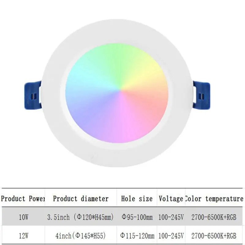 

WiFi Smart LED Downlight Dimming Round Spot Light 10W/12W Plafond Light RGB Color Changing Ceiling Lamp Track Lamp