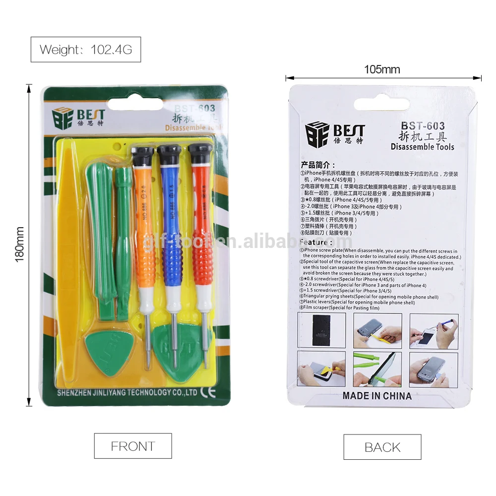 

BEST--603 Disassemble Screwdriver Mobile Phone Repair Tool Kit for iPhone 4/5/6