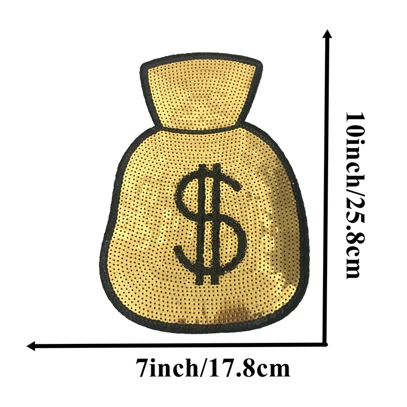 Золотые нашивки DDNew с блестками для денег утюжок на одежде джинсах 10x7 дюймов