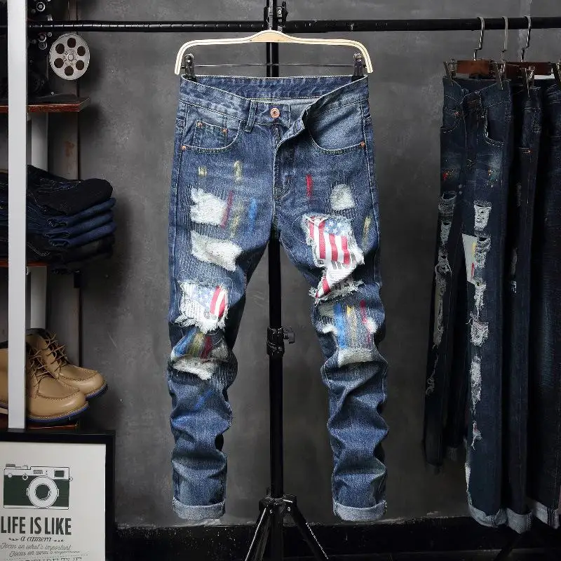 

New Arrivals Men's Straight Denim Pants Retro Trousers Slim Casual Jeans
