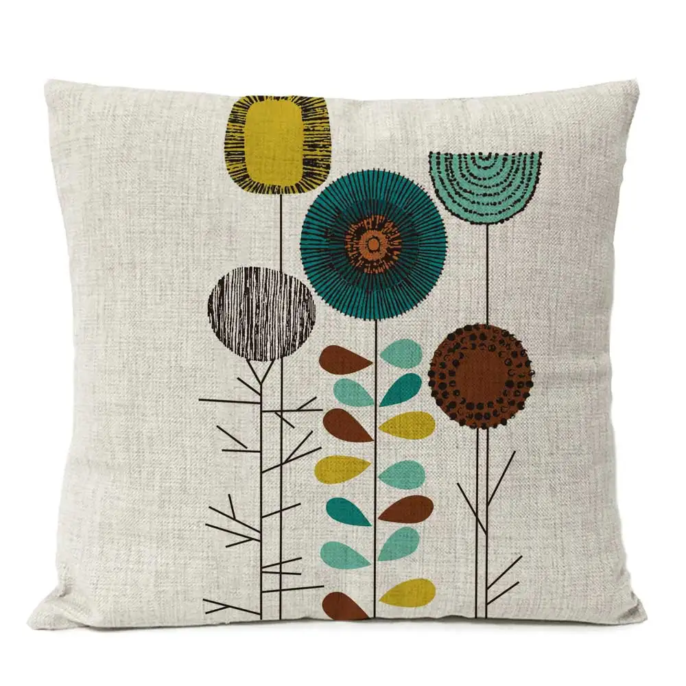 

Rustic Geometric Floral Cushion Cover 50x50 Flower Pillow Case Home Decor Decorative Sofa Throw Pillowcase