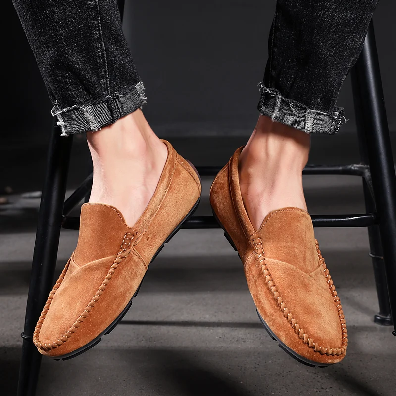 Genuine Leather Men Casual Shoes High Quality Soft Moccasins Loafers Breathable Slip On Driving Flats Plus Size 48 | Обувь