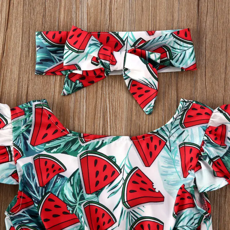 Женская летняя одежда для маленьких девочек топы без рукавов с принтом арбуза +