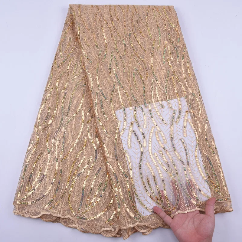 Новейший дизайн высокое качество пайетки сетка вышивка африканская кружевная