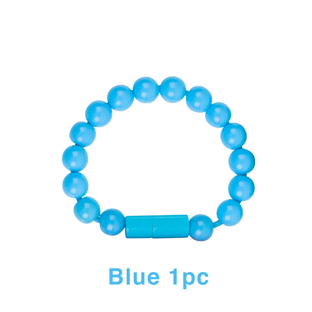 Blue 1pc ET носимая usb зарядка браслет бусины зарядный кабель Портативный USB телефон зарядное устройство для iPhone type C Micro USB Android телефоны - Тип штекера: Blue 1pc
