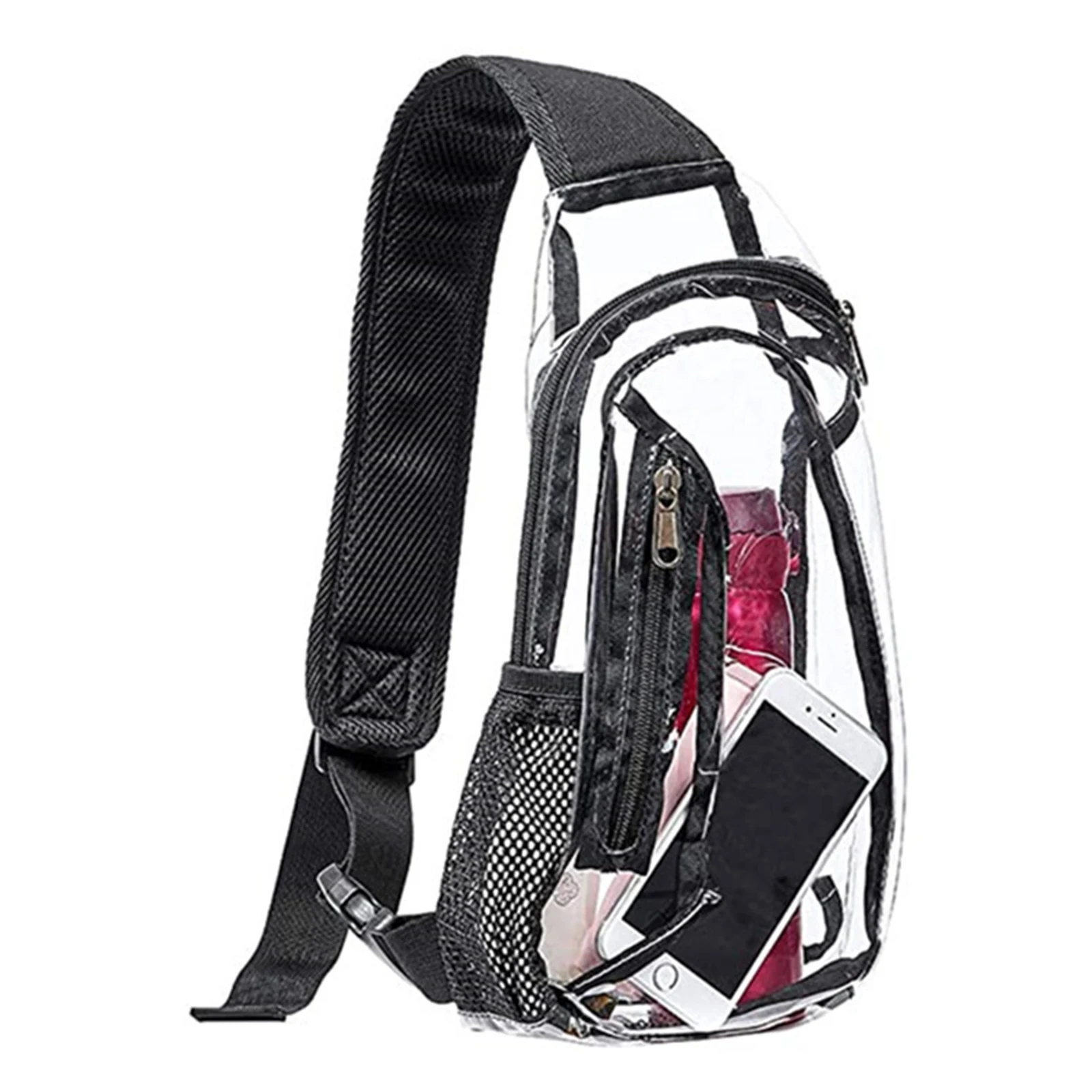 

Clear Sling Bag Stadium Approved See Through PVC Chest Bag With Front Zipper Pocket For Stadium Concert Travel