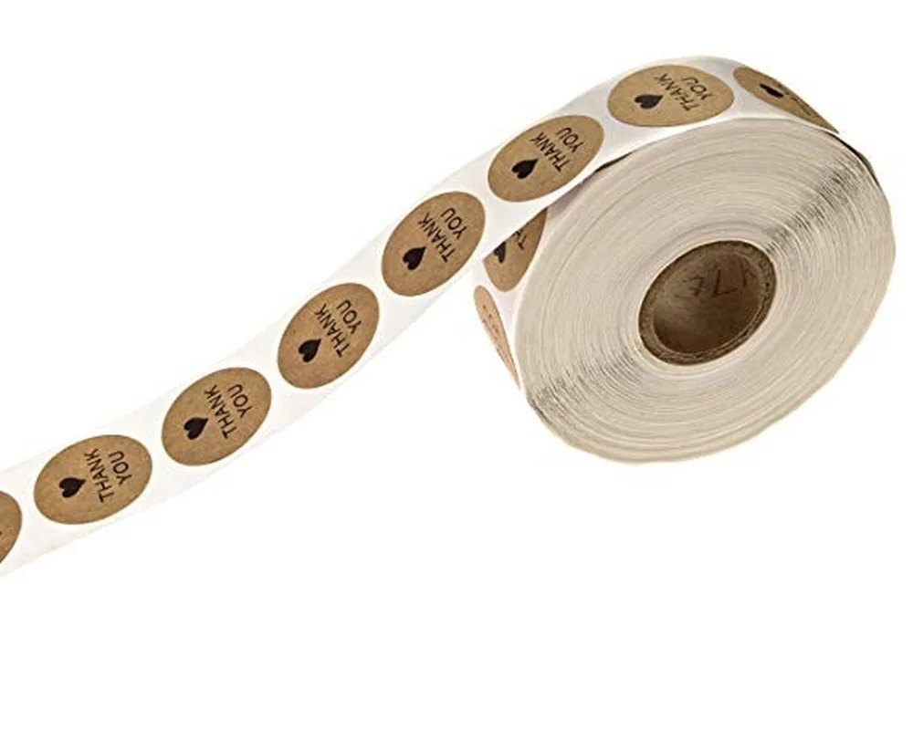 Натуральный Крафт Спасибо стикер s1 дюймов круглые 500 этикеток в рулоне милые