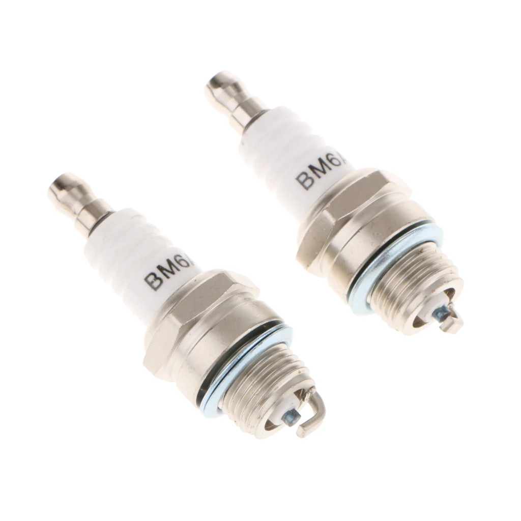 

2 Pieces Engine Standard Spark Plug BM6A for Chainsaw Lawn Mower Strimmer