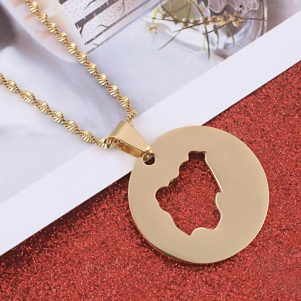 

Из нержавеющей стали Нигерия карта Подвесные Ожерелья модные нигерийские карты круглая цепочка Ювелирные изделия