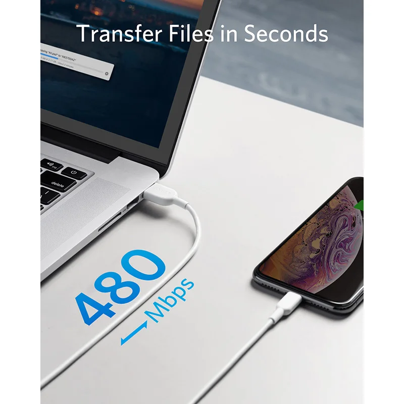 Зарядный кабель Anker PowerLine II Lightning белый 1м|anker powerline|usb cableto usb |