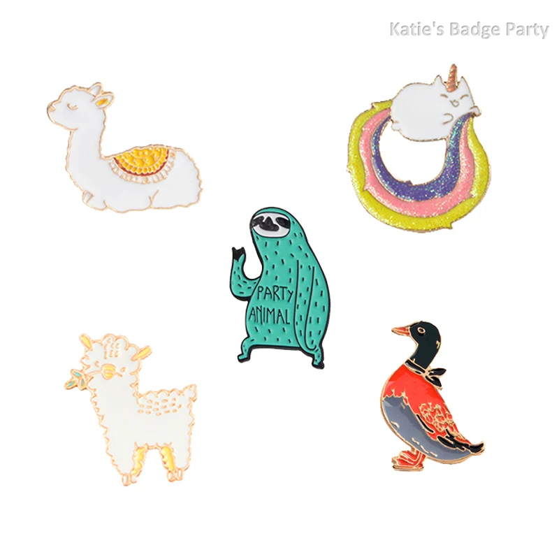 Одежда для сна с милыми и забавными Животные эмали штырь ламы утка маска ленивого