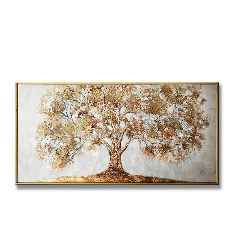 

Hot sale Pure Hand-painted canvas oil paintings gold money tree wall art pictures for living room bedroom home decor no framed