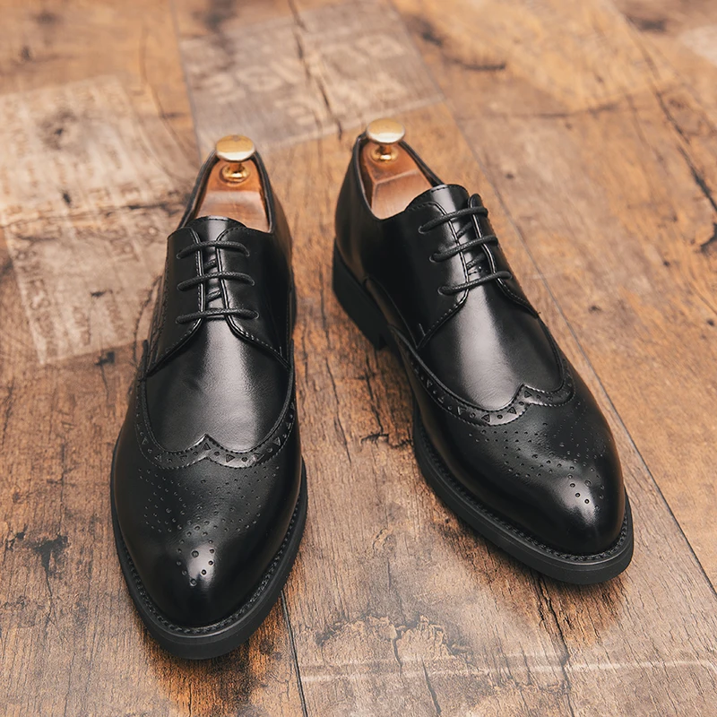 Туфли мужские классические Кожаные броги итальянский дизайн повседневная обувь
