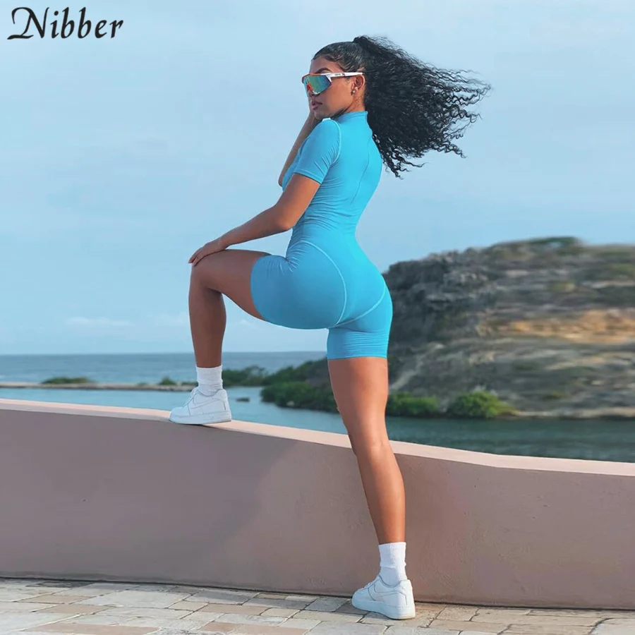 Женский спортивный костюм Nibber однотонный комбинезон с коротким рукавом