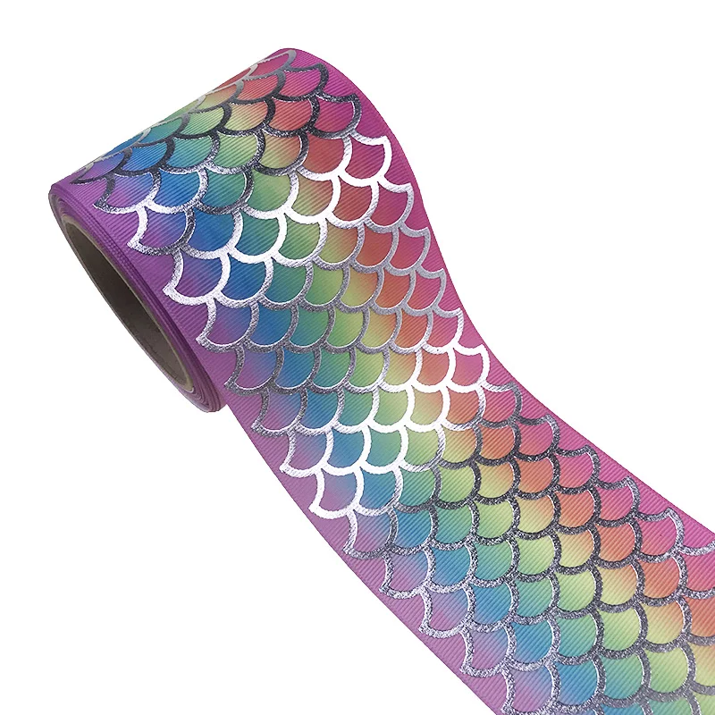 75 мм Красочные лазерные Русалочки рыбные весы напечатанные ленты ручная работа