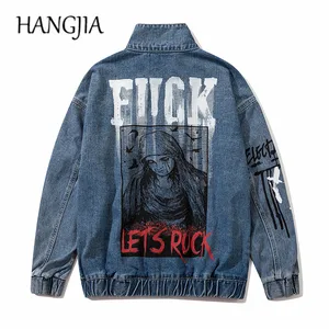 Джинсовая куртка Дева Мария для мужчин, уличная одежда, синие джинсовые куртки-карго в стиле хип-хоп, Ретро ковбойские куртки, пальто, мужская верхняя одежда 2020