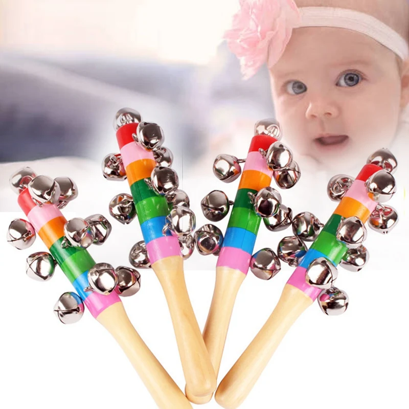 

Для новорожденных и детей деревянная погремушка 1 комплект одежды из двух предметов для малышей, шейкер погремушки колокольчики для раннег...