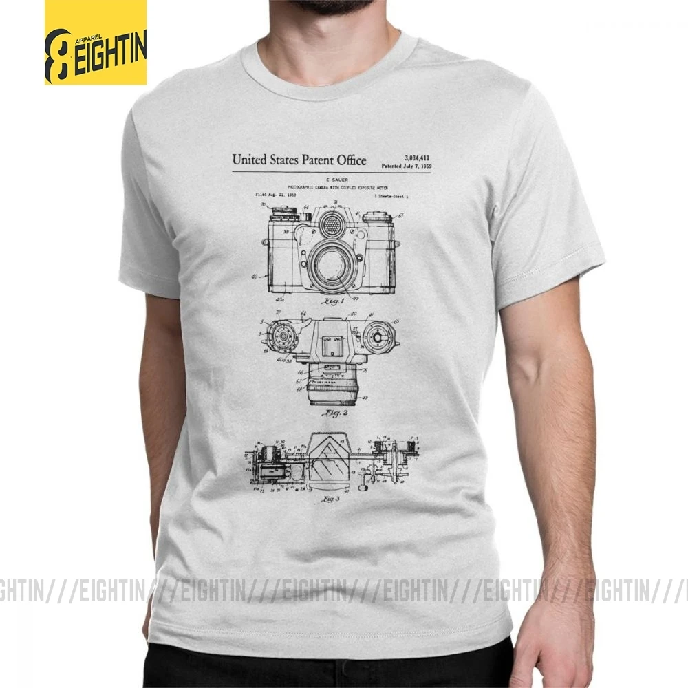

Men Camera Patent Photographer Old Camera T-Shirt Funny Crew Neck Short Sleeve Clothes Pure Cotton Tees Adult T Shirts