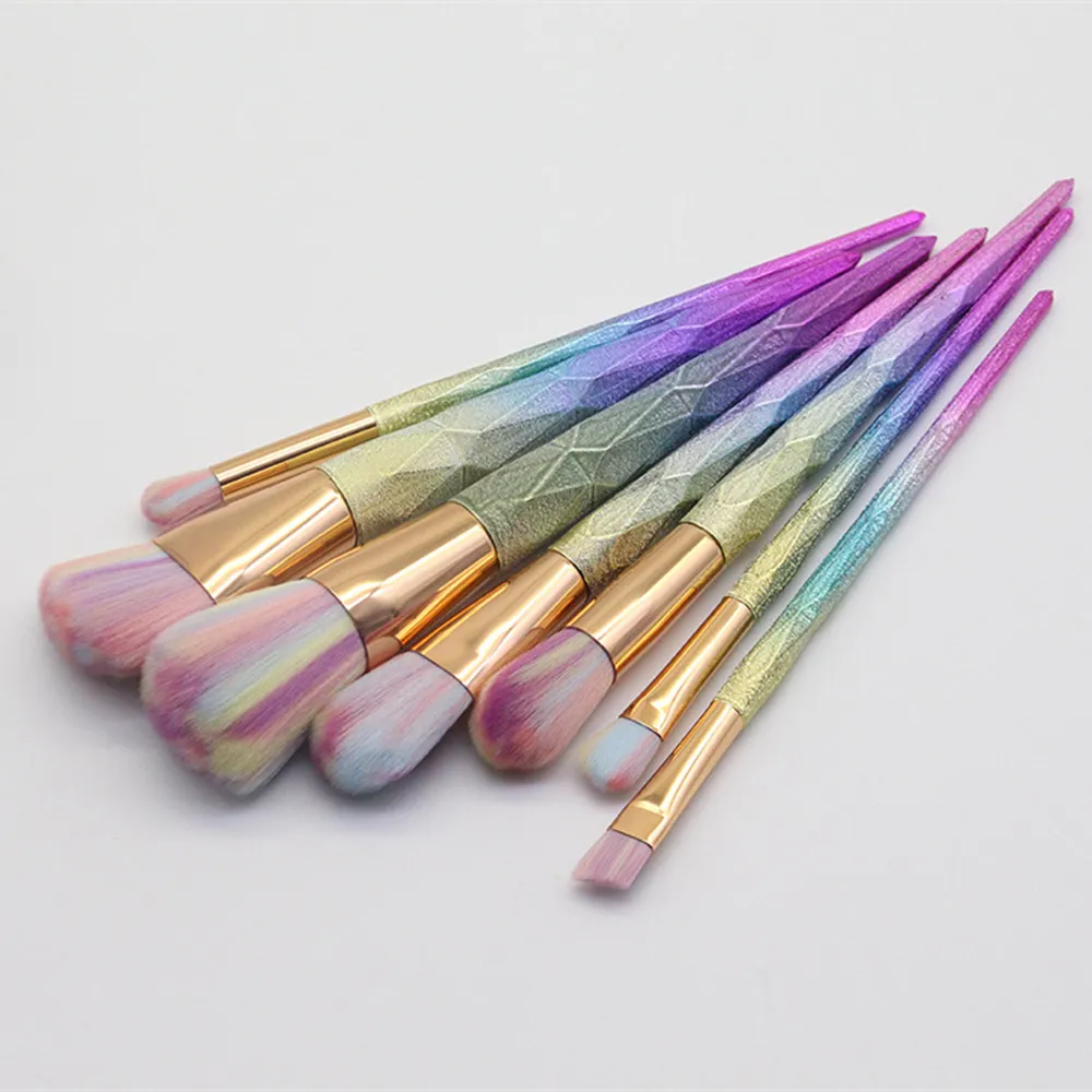 

7 Pcs Diamond Makeup Brushes Set Soft Synthetic Hair Foundation Powder Concealer Brush Eyeshadow Eyebrow Beauty Make Up Tools