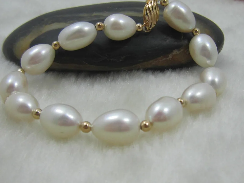 

Natural 10-12mm Round South Sea Genuine White Pearl Bracelet