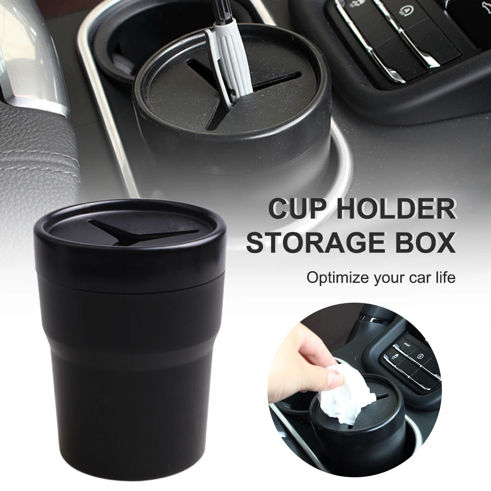 

Car Trash Can Mini Multifunctional Cup Holder Plastic Garbage Can with Lid Car Interior Organizer Storage Box Auto Accessories