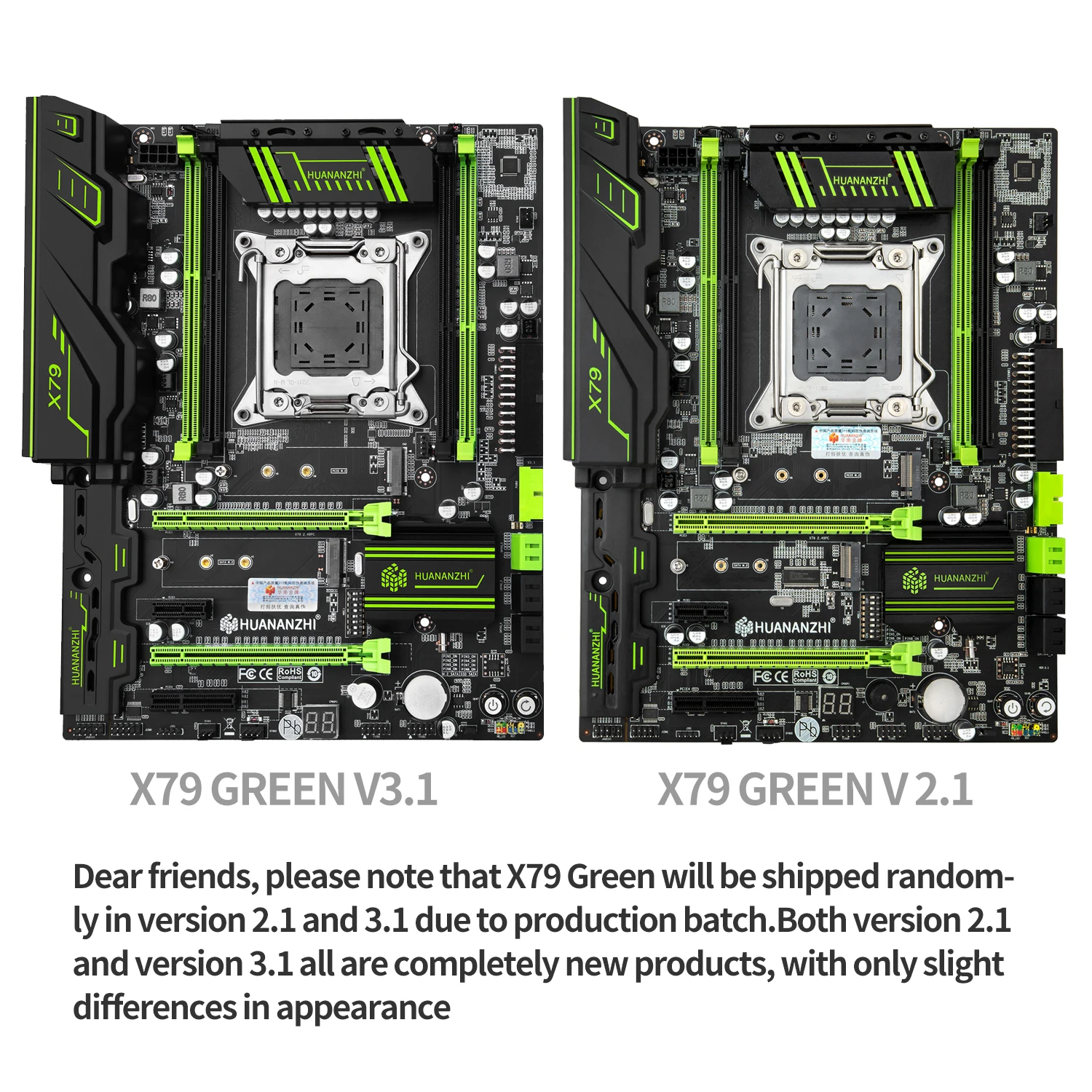 Online HUANANZHI X79 GRÜN Motherboard Mit Intel XEON E5 2650 V2 Wiht 4*8GB DDR3 RECC Speicher Combo Kit Set SATA USB 3,0 NVME M.2
