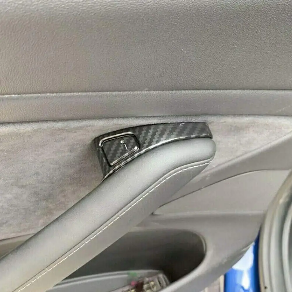

Car Side Doors Lock Sticker for Tesla Model 3 Pin Switch Panel Cover Carbon Fiber Pattern Frame Cover Decorative Decals