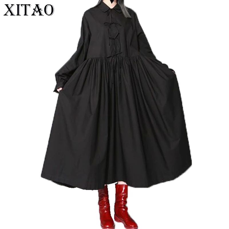 Женское плиссированное платье XITAO новое корейское модное черное Повседневное с