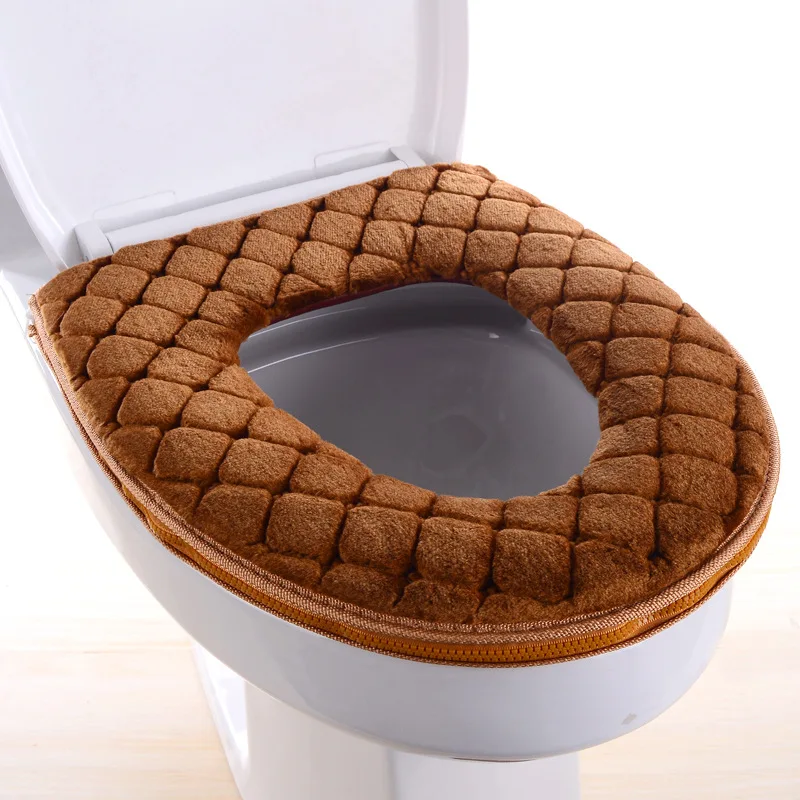 style 2 coffee Цветочный теплый унитаз крышка сиденья верхняя крышка Накладка ванная комната теплое сиденье на унитаз чаша мягкая молния моющееся сиденье для унитаза крышка - Цвет: style 2 coffee