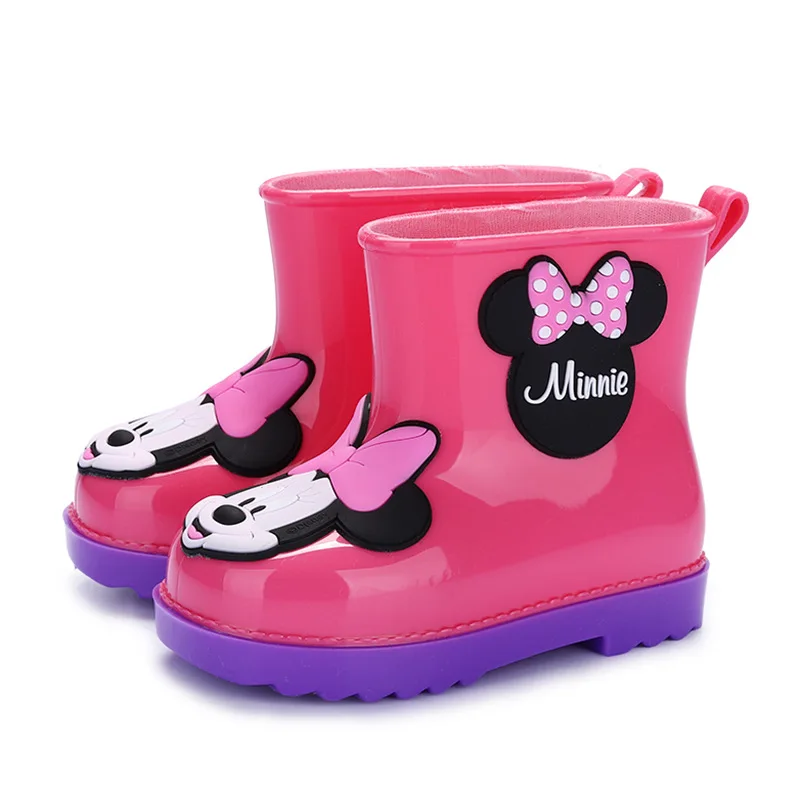 

Disney children shoes Mickey Mouse Minnie new boys and girls baby kindergarten non-slip detachable warm rain boots for kids