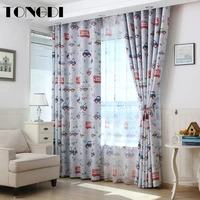 tongdi children blackout curtains cartoon colorful kawaii lovely cars bus printing decoration for home parlou bedroom livingroom