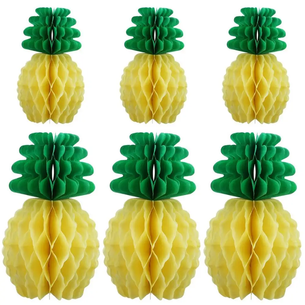8 inch 12 Paper Pineapple Honeycombs Table Decoration Hanging Hawaii Jungle Summer Party | Дом и сад