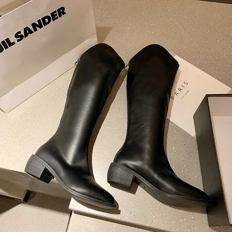 

Women Beige High Heels Long Boots 2021 Lady Riding Cowboy Boots Winter Designer Pointed Toe Knee Thigh High Boots Femmes Bottes