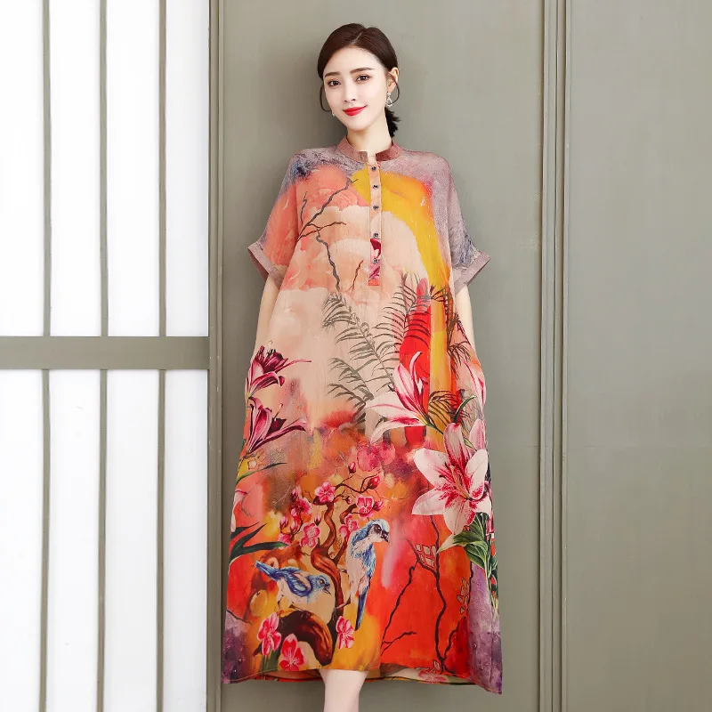 Vestido de verano de talla grande con estampado Floral, informal, holgado, para fiesta en la playa, talla grande 5XL, 2021