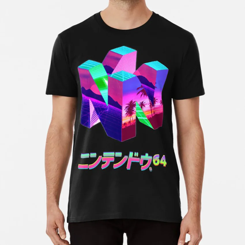 Футболка Nintendo 64 Vaporwave n64 nintendo игровая консоль вейп волна ретро|Мужские футболки| |