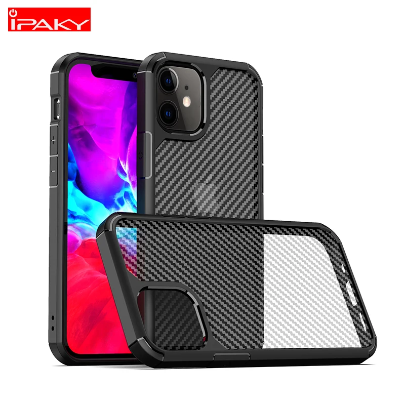 

IPAKY for iPhone 12 Case 7 8 Plus SE 2022 Case Carbon Fiber Skin Transparent Protect Soft Cover for iPhone 11 12 Pro Max Case