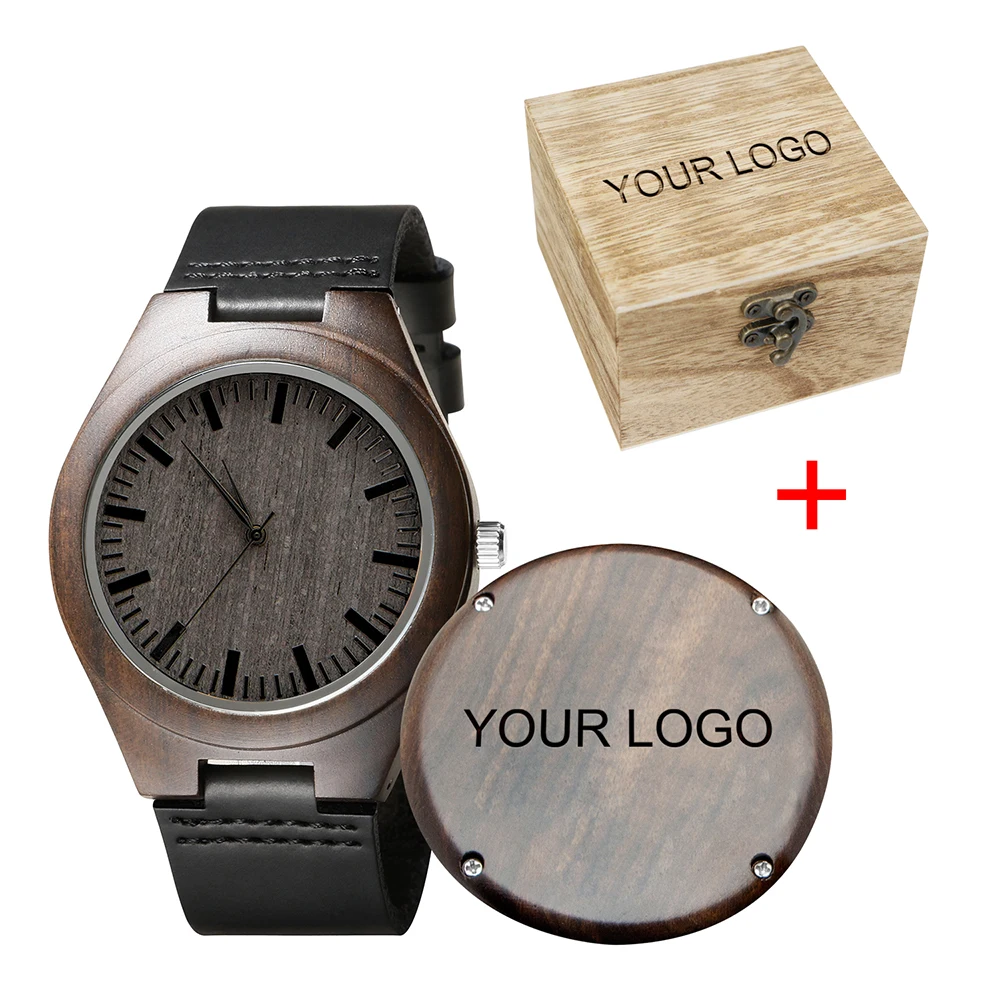 Деревянные мужские часы с гравировкой для мужа и сына натуральные эбеновые