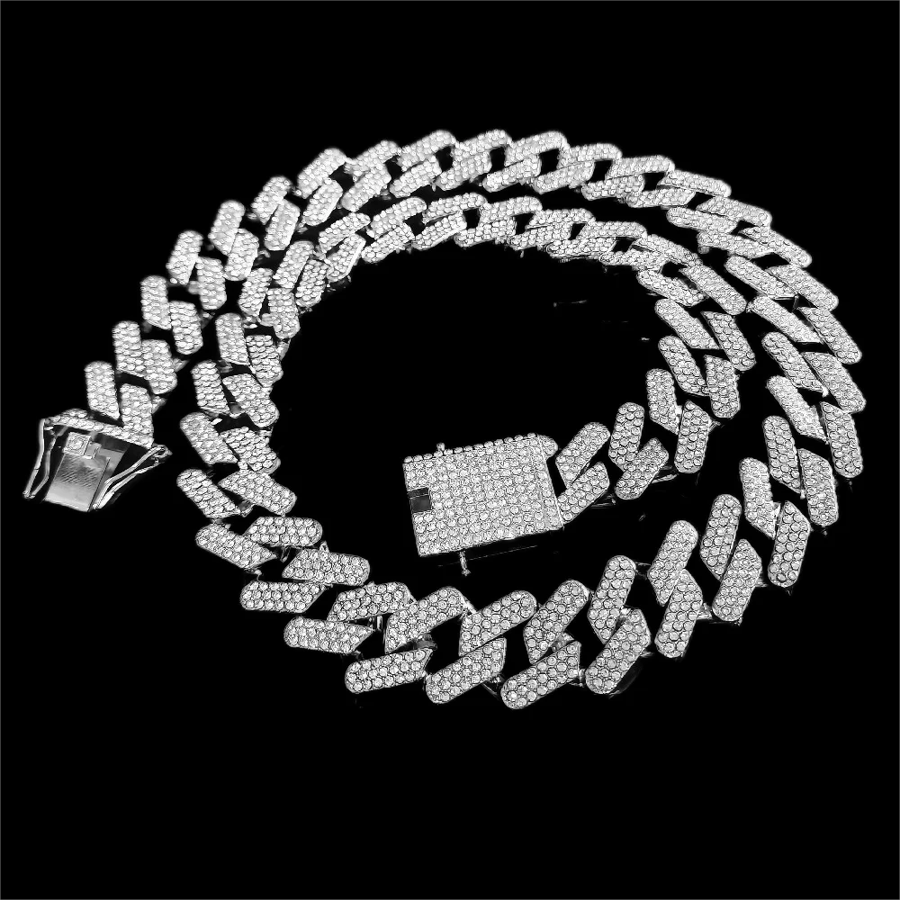 Цепочка Из кубинской цепи со сверкающими звеньями ожерелье для мужчин и женщин