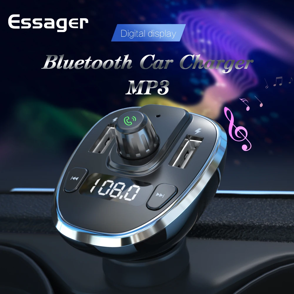 Автомобильное зарядное устройство Essager USB для телефона Bluetooth громкая связь