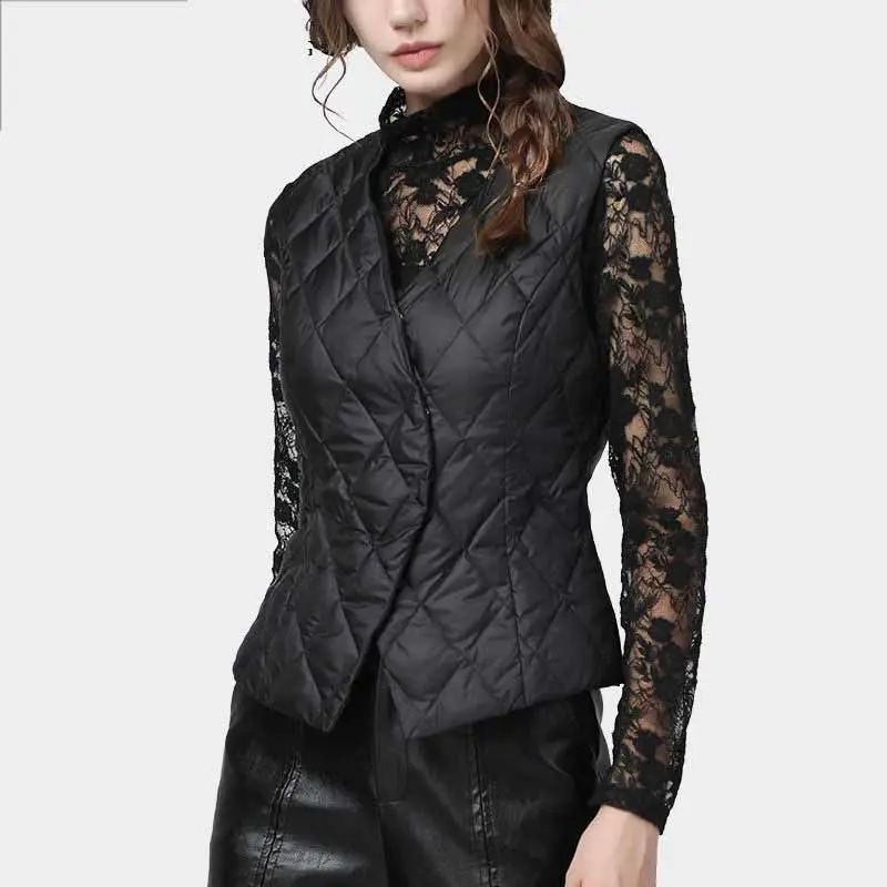 

2021 Women Slim Vests Winter Cotton Padded Sleeveless Parkas Jacket