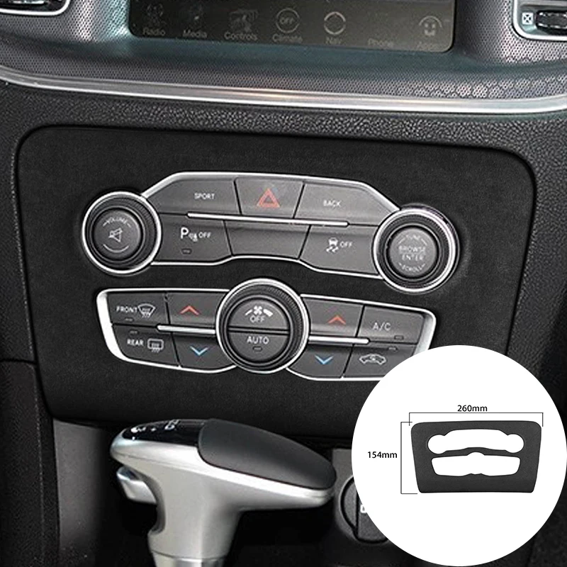 

For Dodge Charger 2016-2021 Alcantara Suede Wrap Car Central Control Air Conditioner Switch Panel Strip Cover Trim Sticker