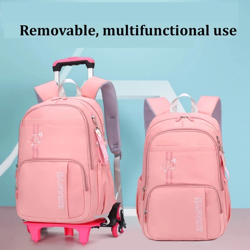 NEW Cute Student Schoolbags Rolling Backpack kids Girl Trolley Bag  School Backpack Large-capacity Child Waterproof Wheeled Bag