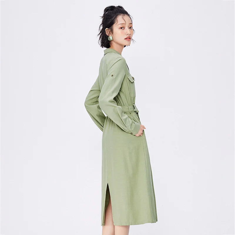 

SEMIR Dress women 2020 autumn new style of careful machine temperament lapel dress waist is thin and light mature