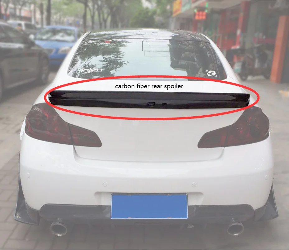 

For Infiniti G37 TP Style Carbon Fiber Rear Trunk Spoiler Wing Lip Body Kits Aero Parts Bodykits Body Kit Drift Racing Styling