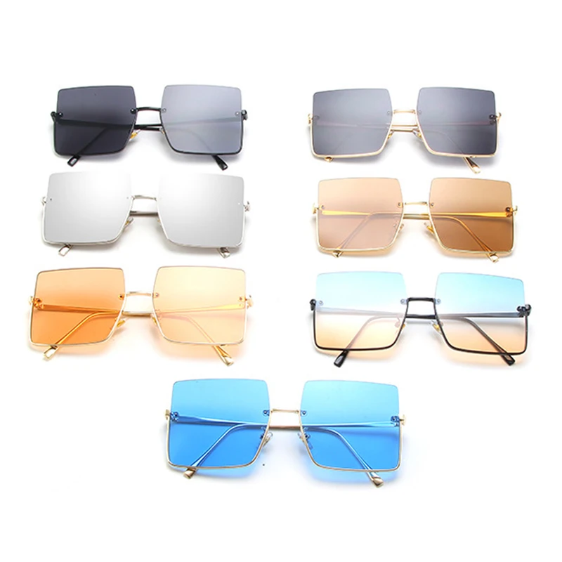 

2021 Women Sunglasses Luxury Sun Glasses For Women Glasses Retro Brand Square Sunglasses Metal Half Frame Eyewear