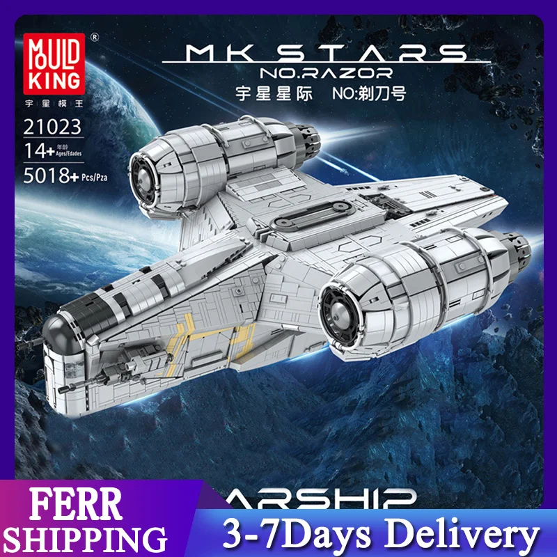 

Mould King 21023 Star Plan Toys 5018pcs The Razor Starship Building Blocks Airship Bricks Future Spaceship Model Kits Toys