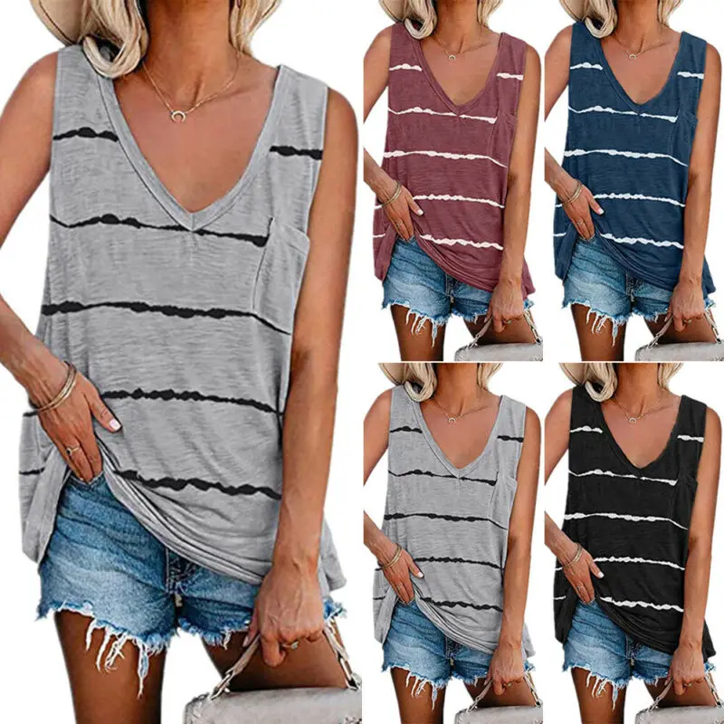 VICABO/майка для женщин 2021 полосатый Свободные топы женские жилет серого цвета с